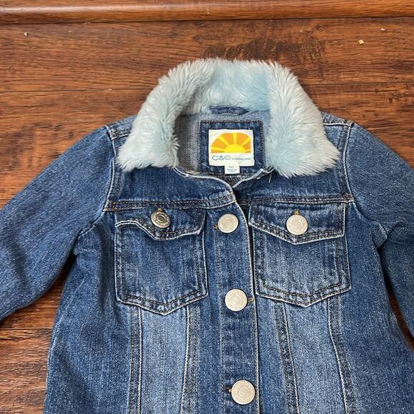 C&C California Girls Denim Jacket with Faux Fur Collar 4T - Picture 3 of 6
